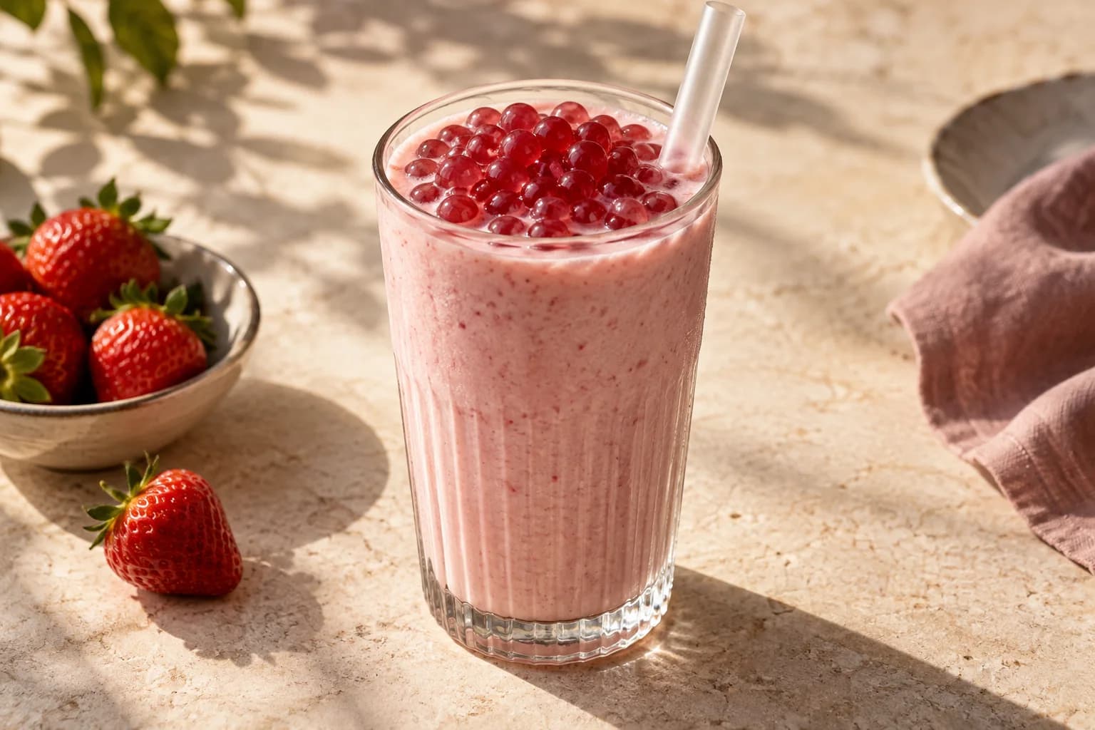 Strawberry Shake, Hibiscus Pearls — the after-school one